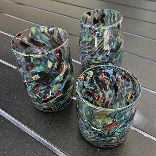 Set of earthy multicolored glasses